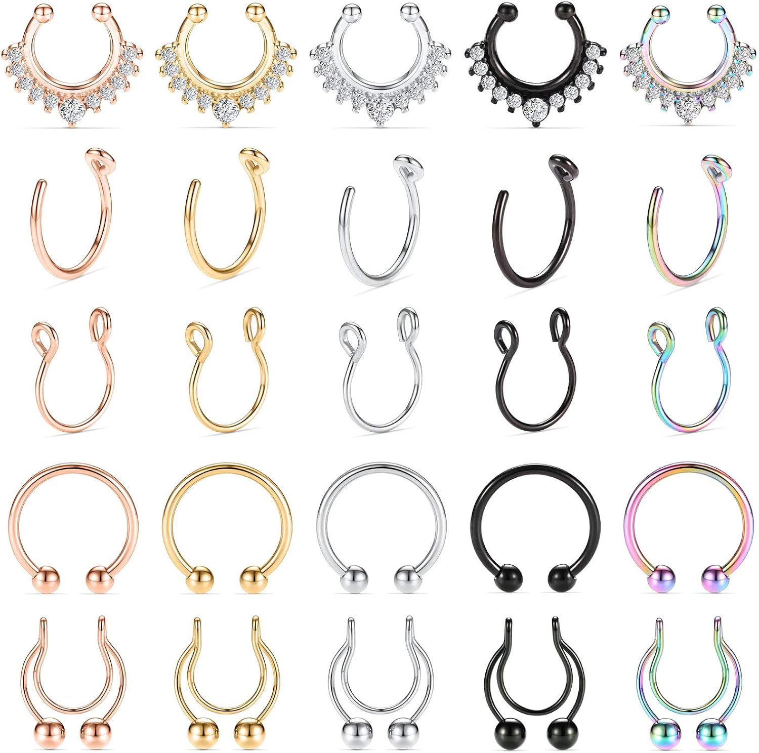 GAGABODY 20G Faux Nose Piercing Hoop 8mm Fakes Nose Piercing Faux Lip