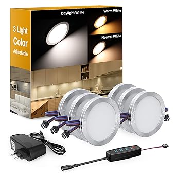 Onforu 6er Set LED Unterbauleuchte mit 3 Farbmodi | 10-stufig dimmbare LED Schrankleuchte mit Netzteil | 1080lm 12V LED Licht