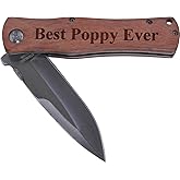 Best Poppy Ever Folding Pocket Knife - Great Gift for Father's Day, Birthday for Dad, Grandpa, Grandfather, Papa