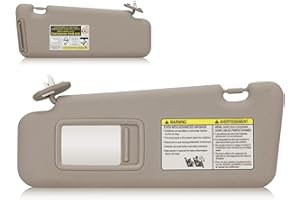 AEAGLE Sun Visor with Light for 2008-2013 Toyota Highlander, Left Driver Side Beige Sunvisor Replacement 74320-48500-B0