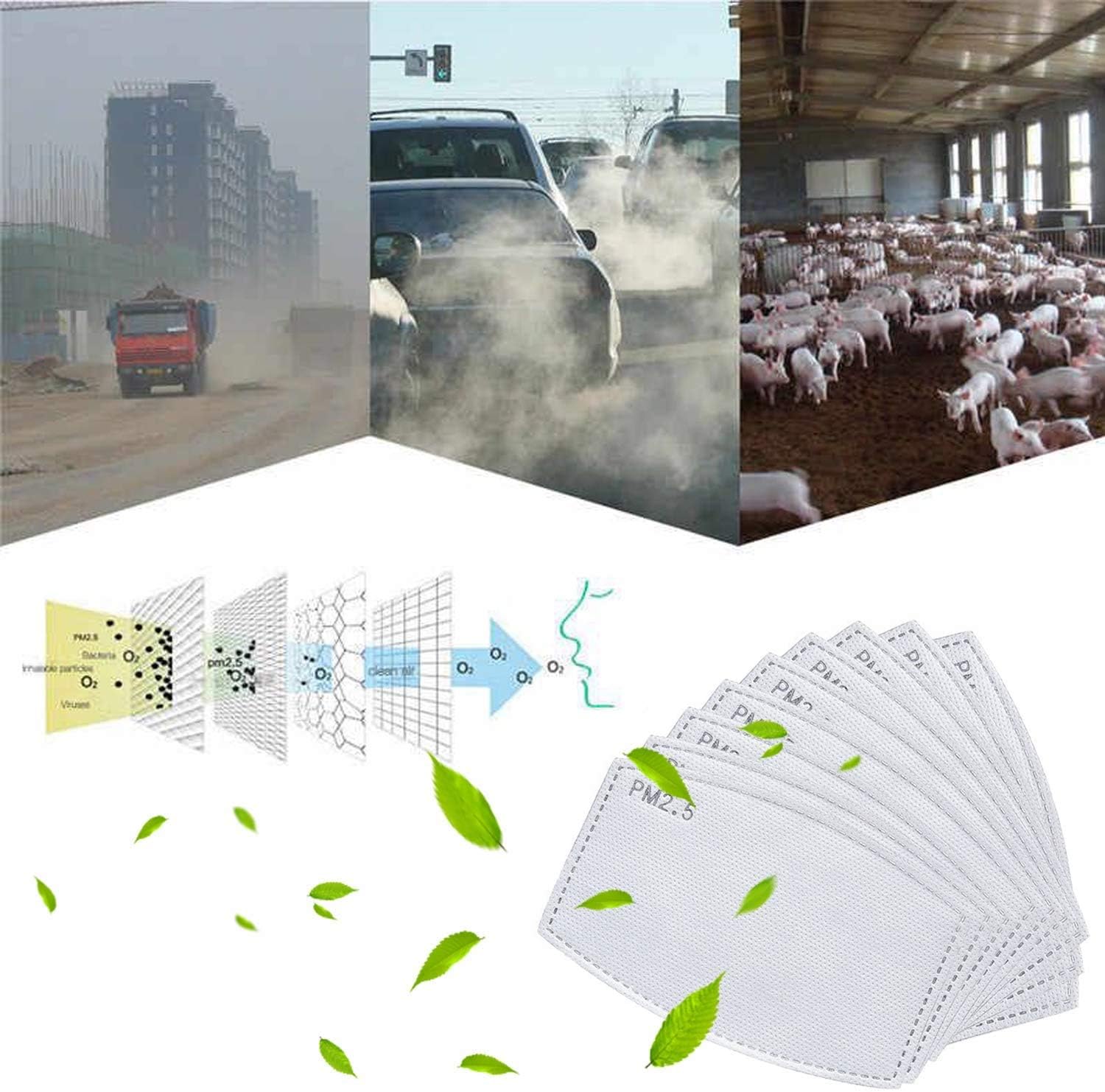 10 Pack Replaceable Anti Haze Filter Paper PM 2.5 Activated Carbon
