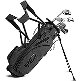 PGM Men’s Complete Golf Club Set – Titanium Driver, Draw-Biased Hybrid, High-Strength Irons, Forgiving Putter, Stand Bag with 5 Headcovers