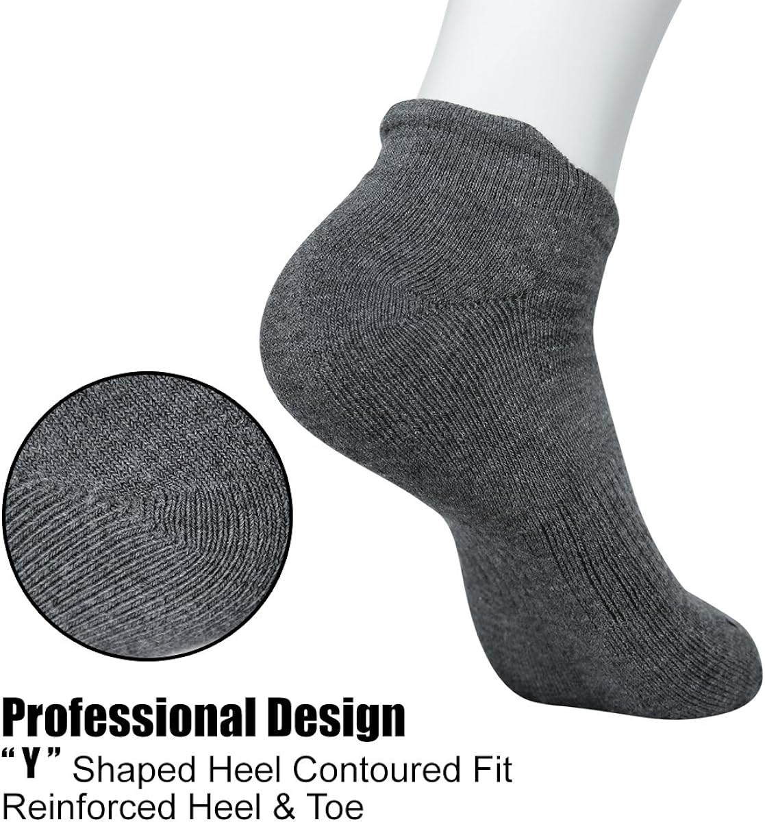 LITERRA Mens Ankle Socks 6 Pack Low Cut Athletic Running Cushioned Tab Socks: Clothing