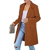 PRETTYGARDEN Women's 2026 Spring Fall Long Blazer Jackets Long Sleeve Lapel Pockets Loose Fit Work Casual Blazers Outerwear
