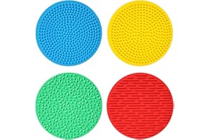 CIYOJA 4PC Silicone Sensory Fidget Toys Set: Multi-Texture Quiet Tactile Mats for Kids, Calming Floor Tiles for Focus, Calm Support, Classroom & Special Education