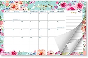 S&O Watercolor Floral Large Desk Calendar from January 2026 to June 2027 - Tear-Away Table Calendar 2026-2027 - Desktop Blott