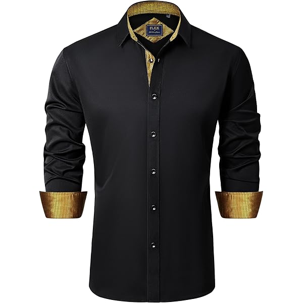 Amazon.com: Mens Gold Rose Printed Button Down Shirts Long Sleeve Slim Fit  Shirts Floral Luxury Dress Shirt for Party Prom : Clothing, Shoes & Jewelry