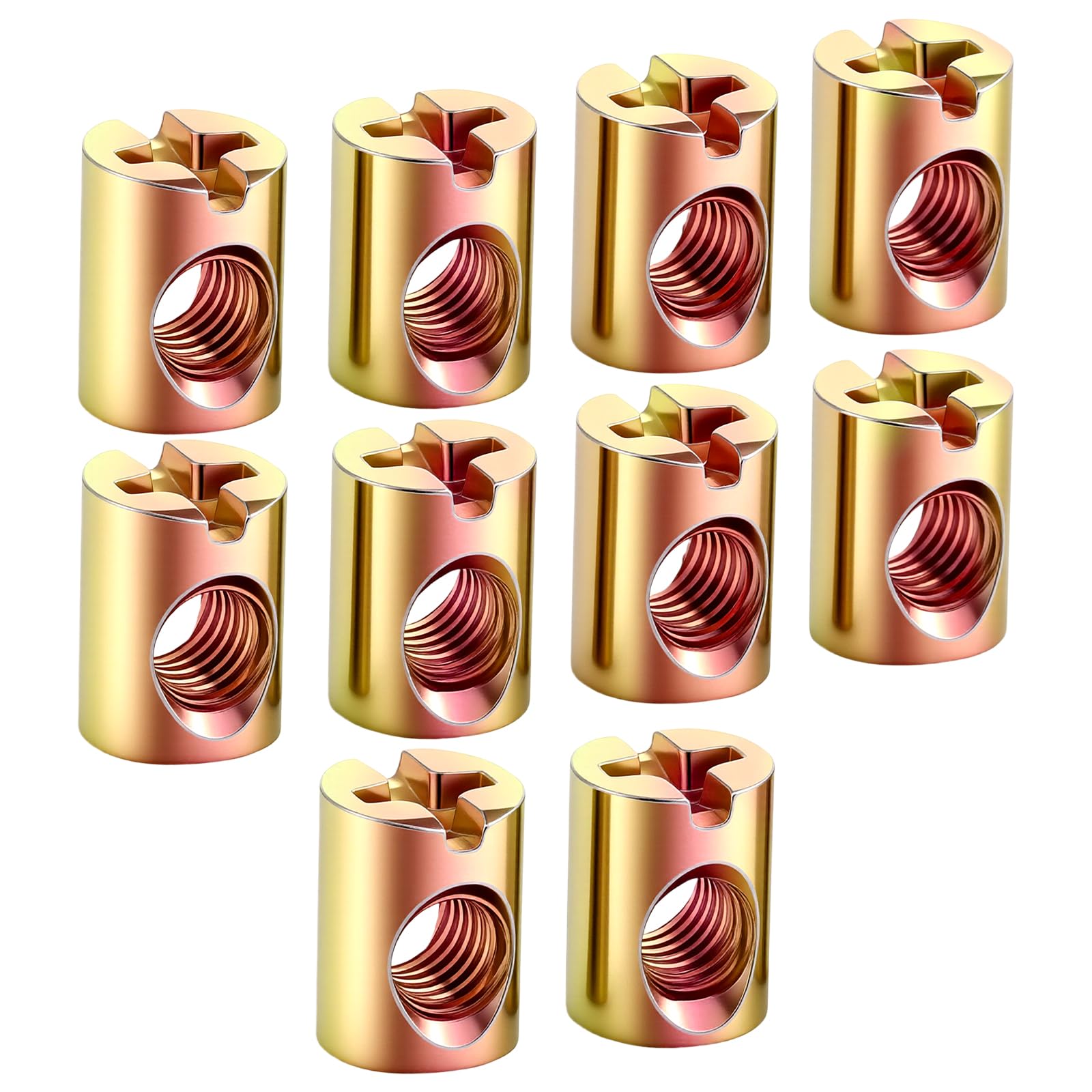 Photo 1 of 10 PCS M6 Barrel Nut, Slotted Barrel Cross Dowel Nut, Replacement Cross Dowels Barrel Nuts for Furniture Bed Crib and Chairs Hardware Replacement