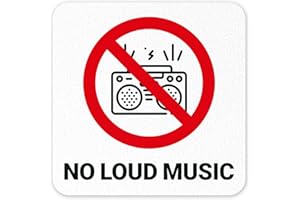 Sigo Signs, No Loud Music Vinyl Adhesive Pool Depth Marker, 6x6 inches, Pool Marker Anti Slip, Made in USA