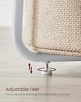 VASAGLE LET223W10 Small Round Coffee Table with Fabric Basket White view 9