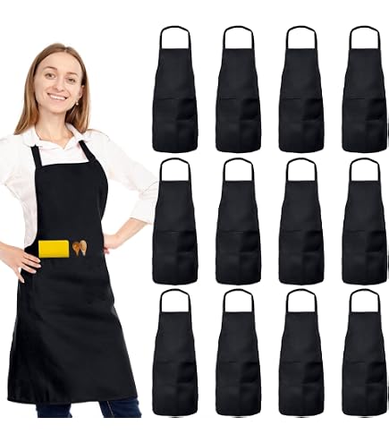 Delantal Ajustable Unisex Para Cocina - Con 2 Bolsillos | De Mezcla De Algodón | Ideal Para Chef, Pintar O Reparaciones (Pack De 1)