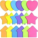 Outus 540 Sheets Star Sticky Notes 3 x 3 Inch Heart Arrow Star Shaped Self Sticky Notes 6 Multi Colors for Reminders Office Library Home Baking,18 Pads(Bright Colors)