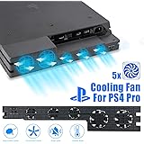Linkstyle Cooling Fan for PS4 PRO, USB External Cooler 5 Fan Turbo Temperature Control for Sony Playstation Pro Gaming Console