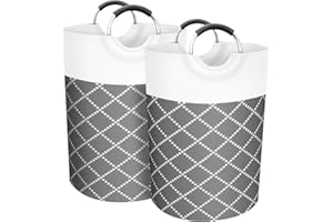 VOSGO Laundry Basket, 2-Pack 82L Waterproof Laundry Hamper, Collapsible Laundry Bag with Comfortable Handle, Large Capacity Storage for College Dorm, Family, Toys, Grey