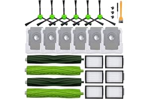 BVHONWE Replacement Parts Accessories Compatible for iRobot Roomba i3 i3+ i7 i7+ i4 i6 i6+i8 i8+/Plus E5 E6 E7 J7 I E &J Series Vacuum Cleaner 2 Set of Roller Brush & 6 Roomba bags & 6 Filters & 6 Side Brush