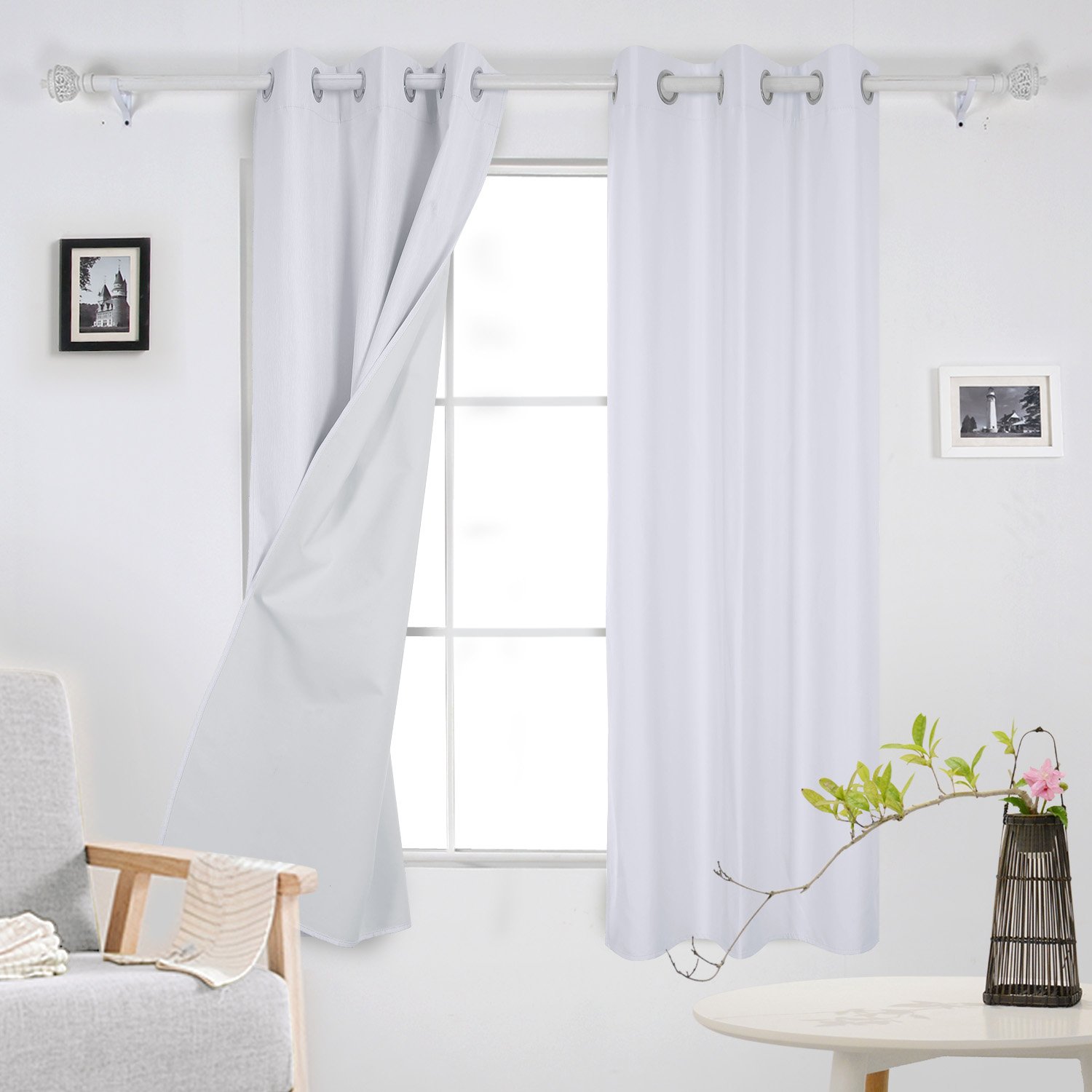 Amazon.com: Deconovo Total Blackout Curtains Faux Dupioni Silk Thermal