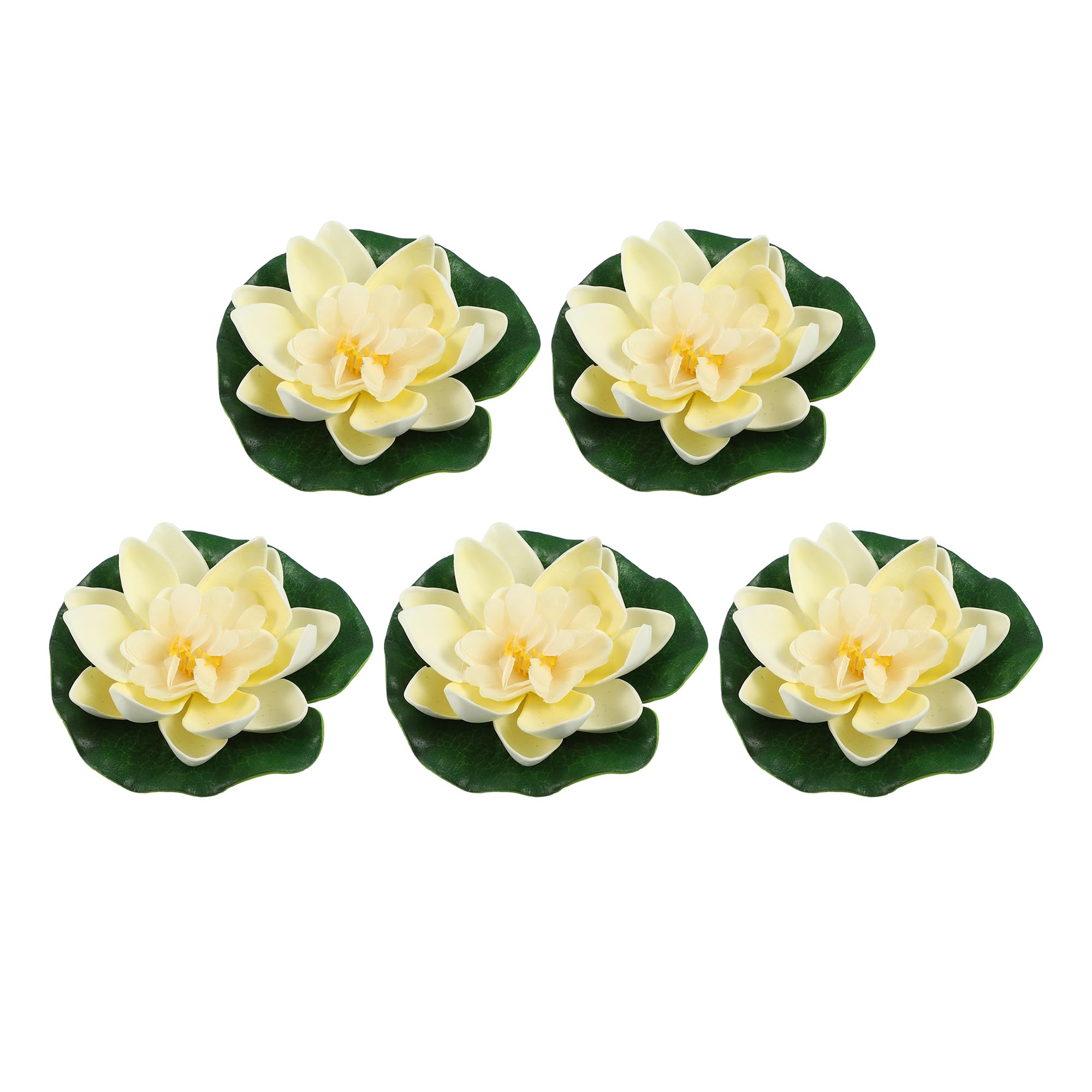 CAPASTEC Artificial Floating Lotus Flower, Artificial Lotus Flower for Garden Ponds Pool Decoration 3.94Inch (White) 5pcs