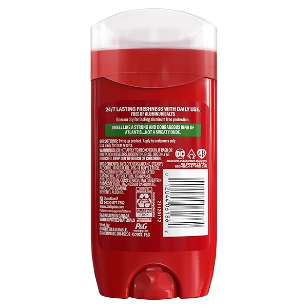 OLD SPICE ALUMINUM FREE DEODORANT FOR MEN, 24/7 FRESHNESS, LONG LASTING PROTECTION, SMELL LIKE A HERO, AQUAMAN, FRESH OCEAN AND SEASTORM SCENT, 3 OZ