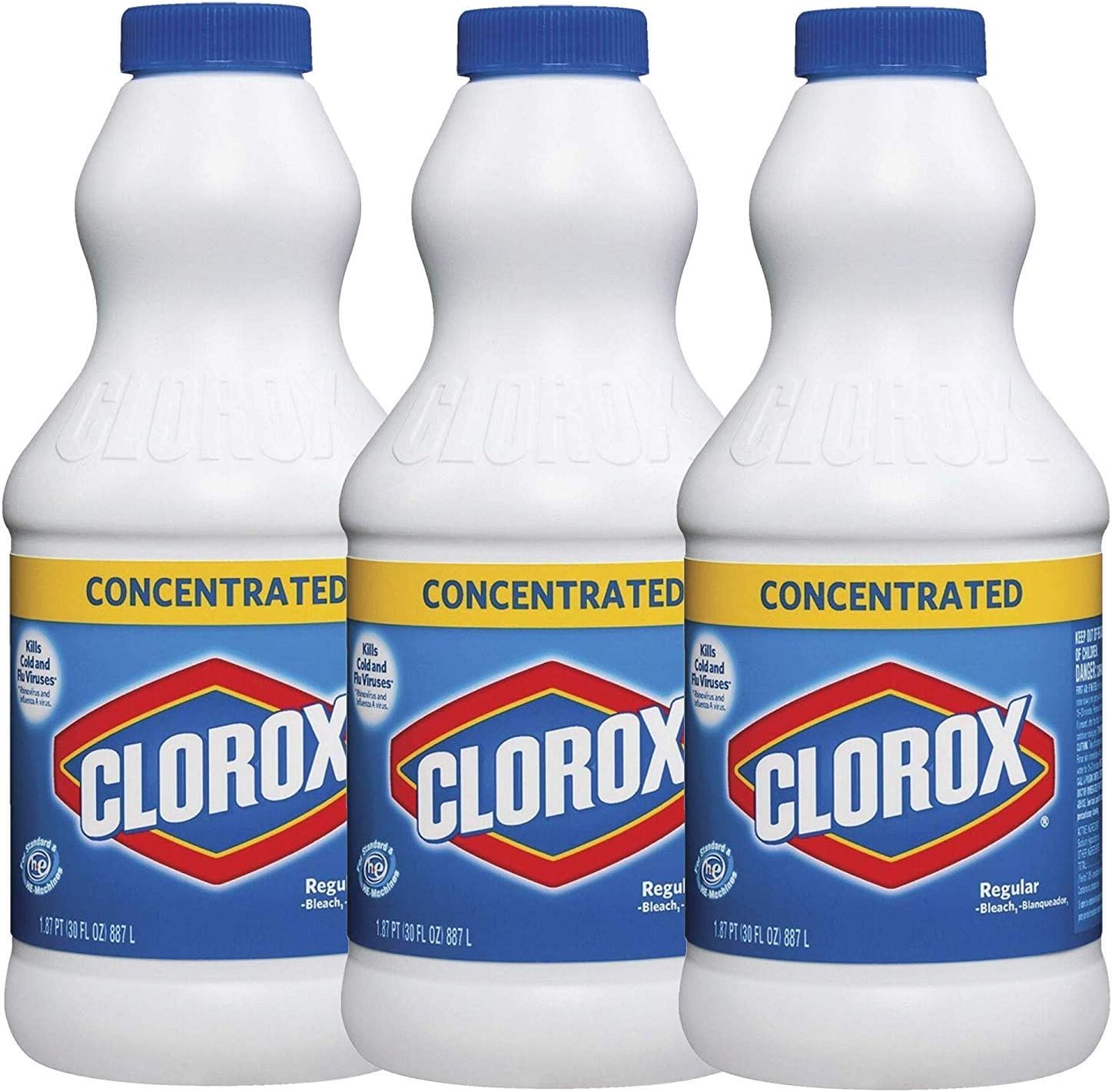 Clorox Concentrated Liquid Bleach, Original 3 Bottles x 887ml/30 FL