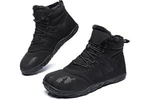 HANANI Womens Mens Barefoot Boots Shoes Minimalist Winter Snow Boots Warm Ankle Booties Zero Drop Sole Wide Toe Box Slip on Sneakers