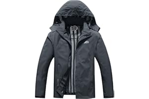 OTU Men's Lightweight Waterproof Hooded Rain Jacket Outdoor Raincoat Shell Jacket for Hiking Travel