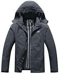 OTU Men's Lightweight Waterproof Hooded Rain Jacket
