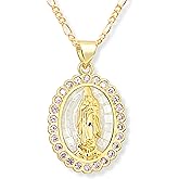 18K Gold Plated Religious Gifts for Christian Women Faith - Virgin Mary Necklace - Christian Jewelry for Women - Mother Mary Necklace - White Pink Pendant Catholic Jewelry Comes in Elegant Gift Box