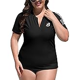 BesserBay Women's Rash Guard UPF 50+ Short Sleeve Swim Shirt Plus Size Rashguard 1X-4X