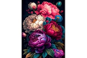 SOTYIOO Diamond Painting Kits for Adults.Flowers Diamond Art Full Drill Round Gem Art 5D Diamond Dots Suitable Home Wall Decor 12x16inch