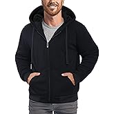 ZeroStage Heavyweight Full Sherpa Fleece Lined Hoodies for Men Zip Up Jacket, Winter Thick Sweatshirt