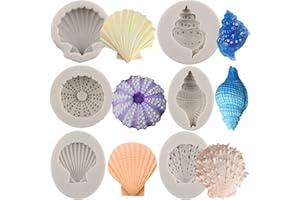 Sijiangmold Seashell Silicone Molds Conch Sea Urchin Fondant Mold for Cake Decoration Cupcake Topper Sugar Chocolate Candy Gu