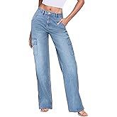 Hybrid & Company Womens Wide Leg High Rise Super Comfy Stretch Denim Pants Trendy Relaxed Fit Jeans with Pockets