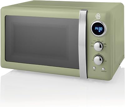 Swan Retro LED Digital Microwave 20L 800W Green