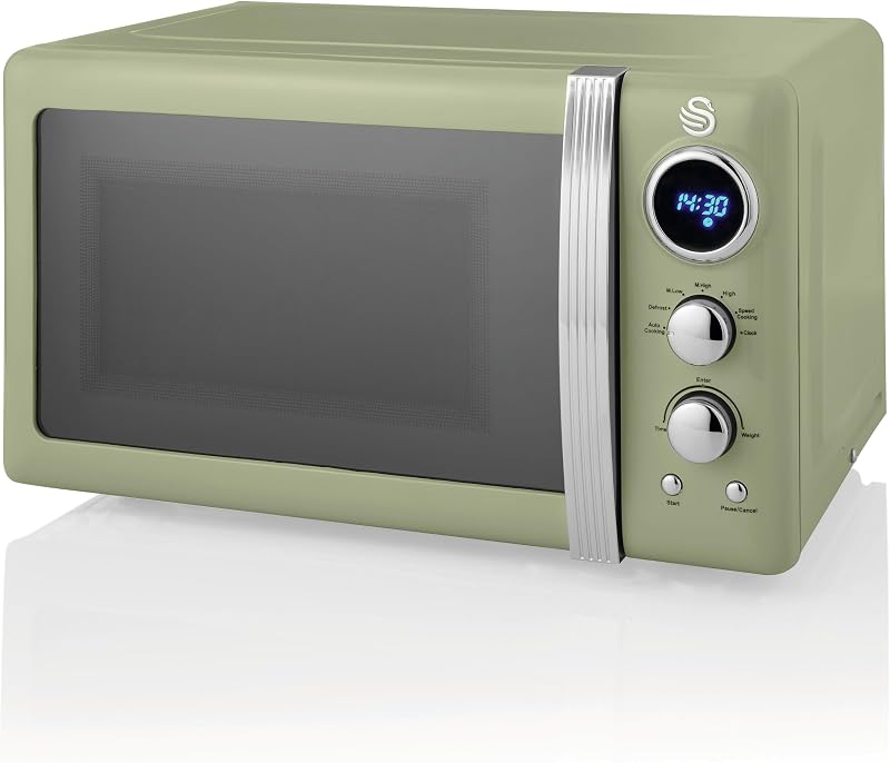 Swan Retro LED Digital Microwave 20L 800W Green