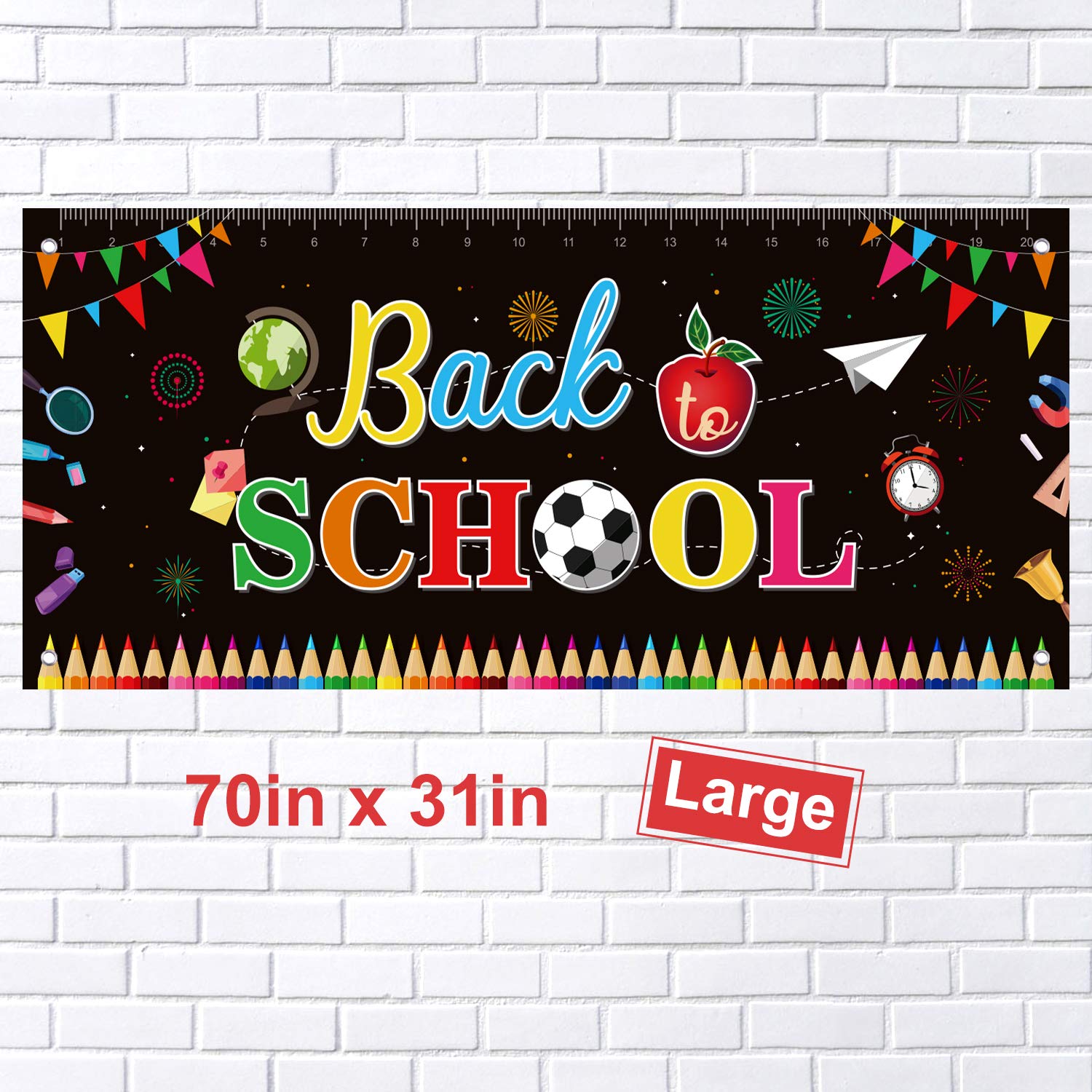 FEPITO Welcome Back To School Banner First Day of School Banner Large Fabric Banner Teacher Banner for Back to School Party Decorations Office Classroom Decor (70.87 x 31.5 Inch)