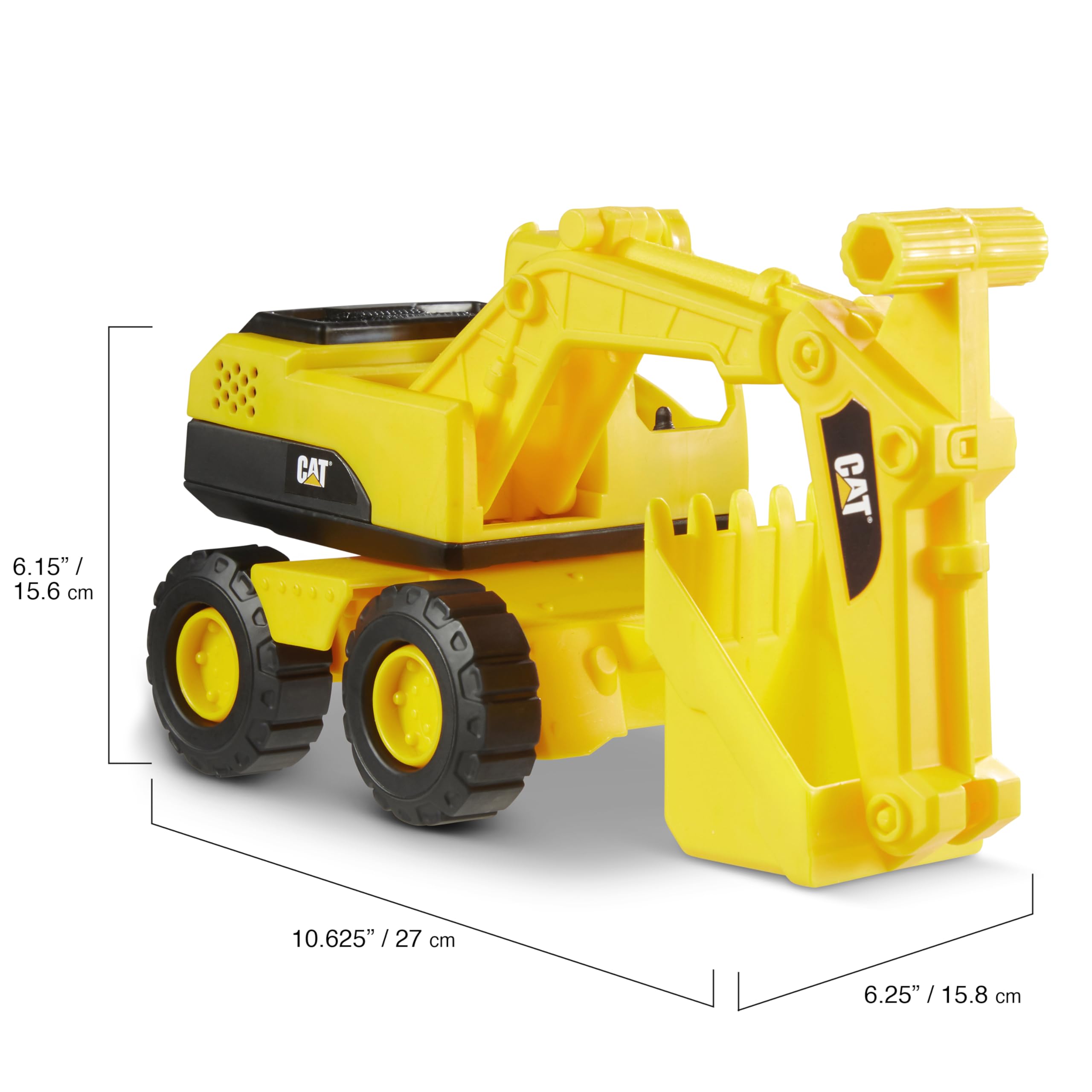 Cat Construction Fleet 10” Excavator Toy – Heavy‑Duty Plastic, Working Boom & Bucket, Free‑Rolling Wheels, Indoor/Outdoor Sandbox Vehicle for Toddlers & Kids Ages 2 +