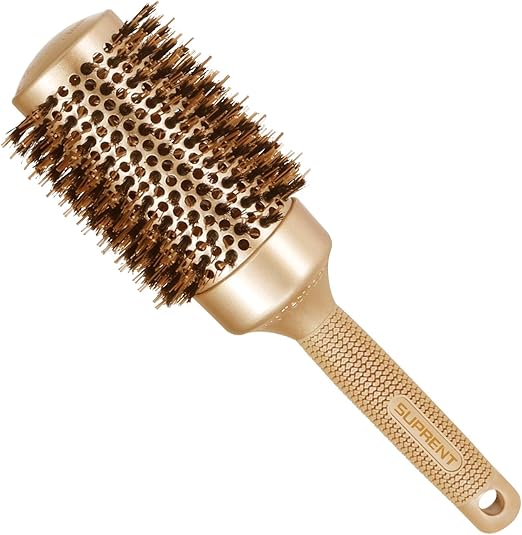 SUPRENT Ceramic Round Brush for Blow Drying with Boar Bristle, Hair Brush for Hair Drying