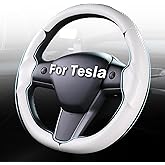 Steering Wheel Cover for Tesla Model 3 (2017-2023) / Model Y (2020-2024),Anti-Slip,Comfortable Grip, Breathable,Customized for Tesla Model 3/Y Accessories,Matte White
