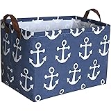 Sanjiaofen Rectangular Canvas Storage Bins,Waterproof Storage Basket,Collapsible Toy Organizer Bin with Handles for…