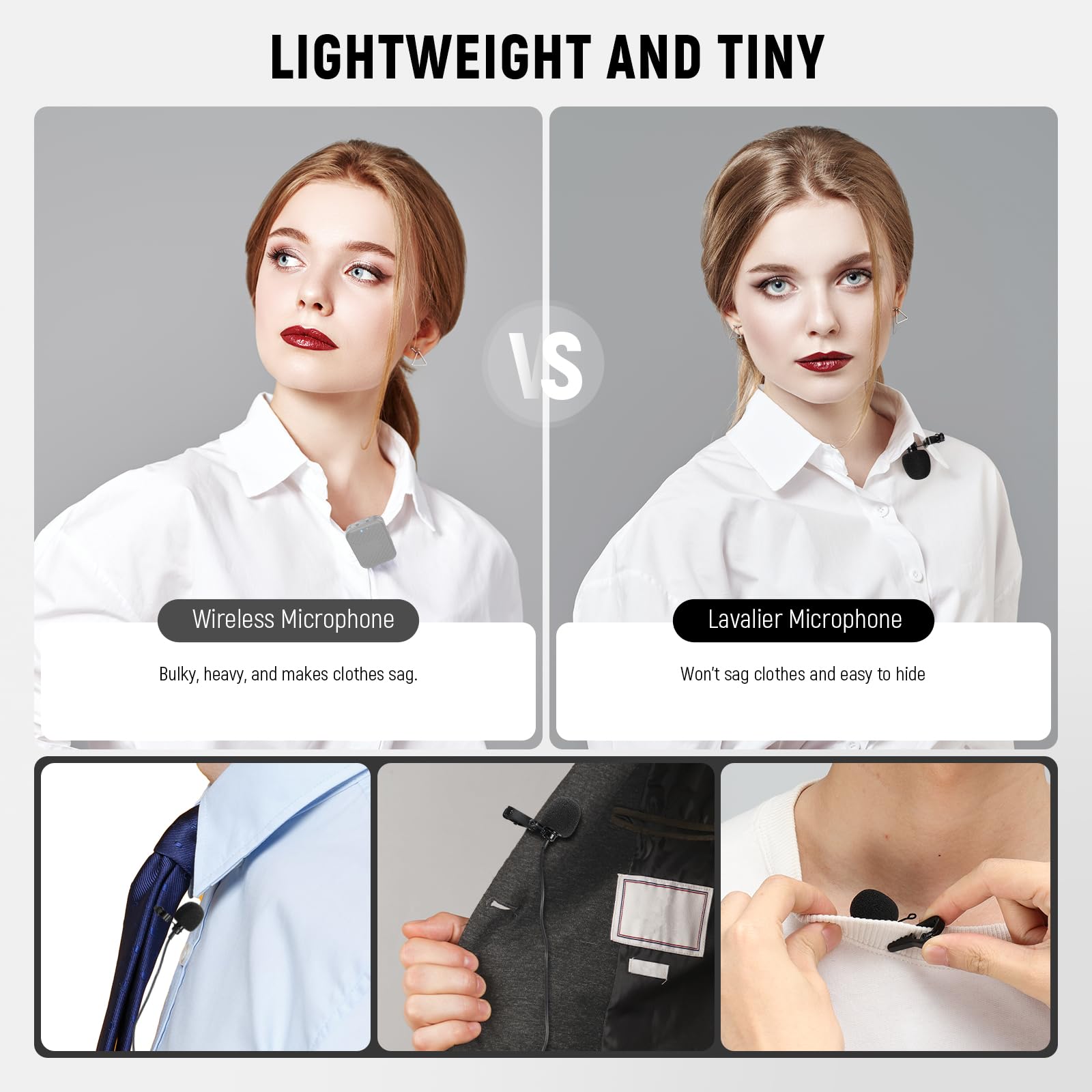 NEEWER Mini USB C Lavalier Microphone 2 Pack Compatible with iPhone 16 15 Pro Max Android Phone Tablet PC, Clip On Omnidirectional Condenser Lapel Mic with 2m/6.6ft Cable