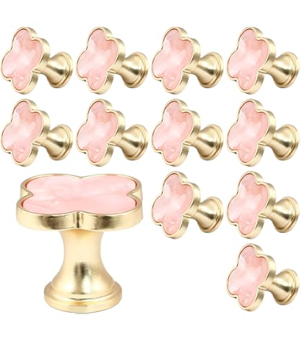 pink and gold dresser knobs Bonsicoky 6 Pcs Gold Knobs for Dresser Drawers, Round Dresser Cabinet Knobs  Pulls for Kitchen Cabinet Cupboard Door Furniture Decorative, Pink
