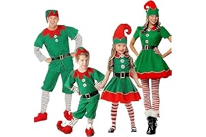 Elf Costume Kids Women Men Family Matching Christmas Elf Costume Cute Xmas Party Dressing Up Outfit