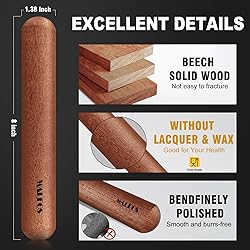 Walfos Mini Rolling Pin Set - Small Natural Wooden