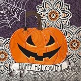Boston International IHR 3-Ply Paper Napkins, 20-Count Cocktail Size, Happy Halloween Pumpkin