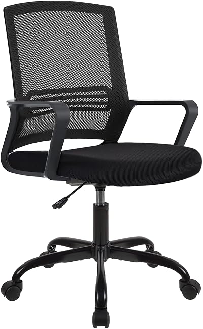 T-THREE Adjustable Ergonomic Office Chair Black Mesh Back 360° Swivel Lumbar