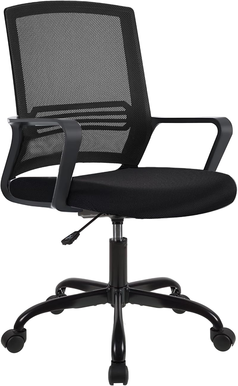 T-THREE Adjustable Ergonomic Office Chair Black Mesh Back 360° Swivel Lumbar