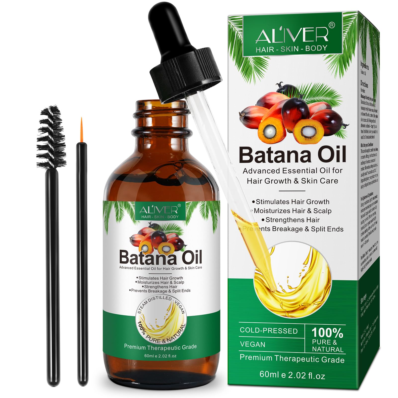 TIVLON Batana Oil For Hair Growth, 60Ml Organic For Healthy Hair, Hair Growth Oil, Scalp Care, 100% Natural, Promotes Healthy Hair Growth, Suitable For Both Men And Women
