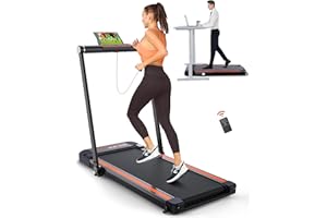 THERUN 2.5HP Treadmill, 2 in 1 Under Desk Walking Pad Treadmill, Electric Compact Space Folding Treadmill for Home Office with LED Touch Screen | 0.6-7.6MPH | Wider Running Belt, No Assembly Needed