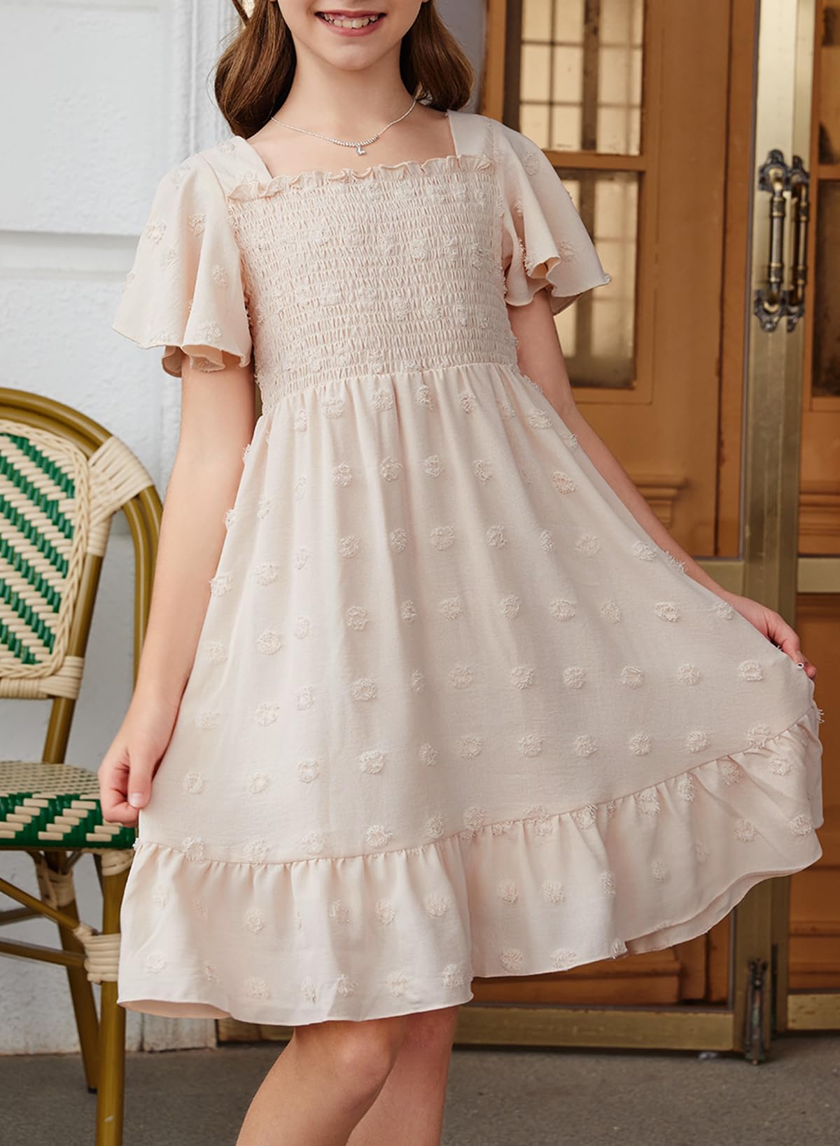 blibean Tween Girls 2025 Summer Dresses Kids Polka Dot Dress Size 6-15 Years
