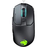 ROCCAT Kain 200 Wireless PC Gaming Mouse, AIMO RGB Backlit Lighting, Owl-Eye Optical Sensor, Ergonomic Mouse Feel, 5 Side Buttons, Adjustable Up to 16,000 DPI, Up to 50 Hour Battery Life, Black